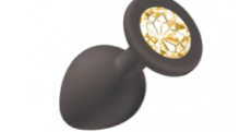 PLUG JOYA ANAL SILICONA NEGRO/DORADO - M -