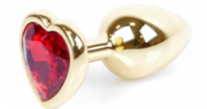 PLUG METÁLICO CORAZÓN DORADO/ROJO -S-